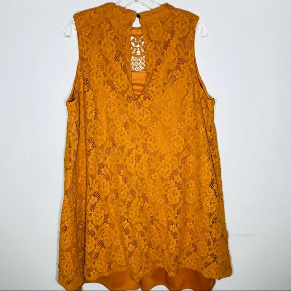 TORRID GOLDEN ORANGE YELLOW LACE TRAPEZE DRESS - Picture 7 of 7